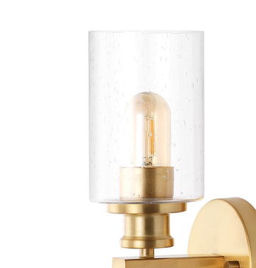 Jules Edison 16.5" Cylinder Iron/Seeded Glass Farmhouse Contemporary LED Wall Sconce